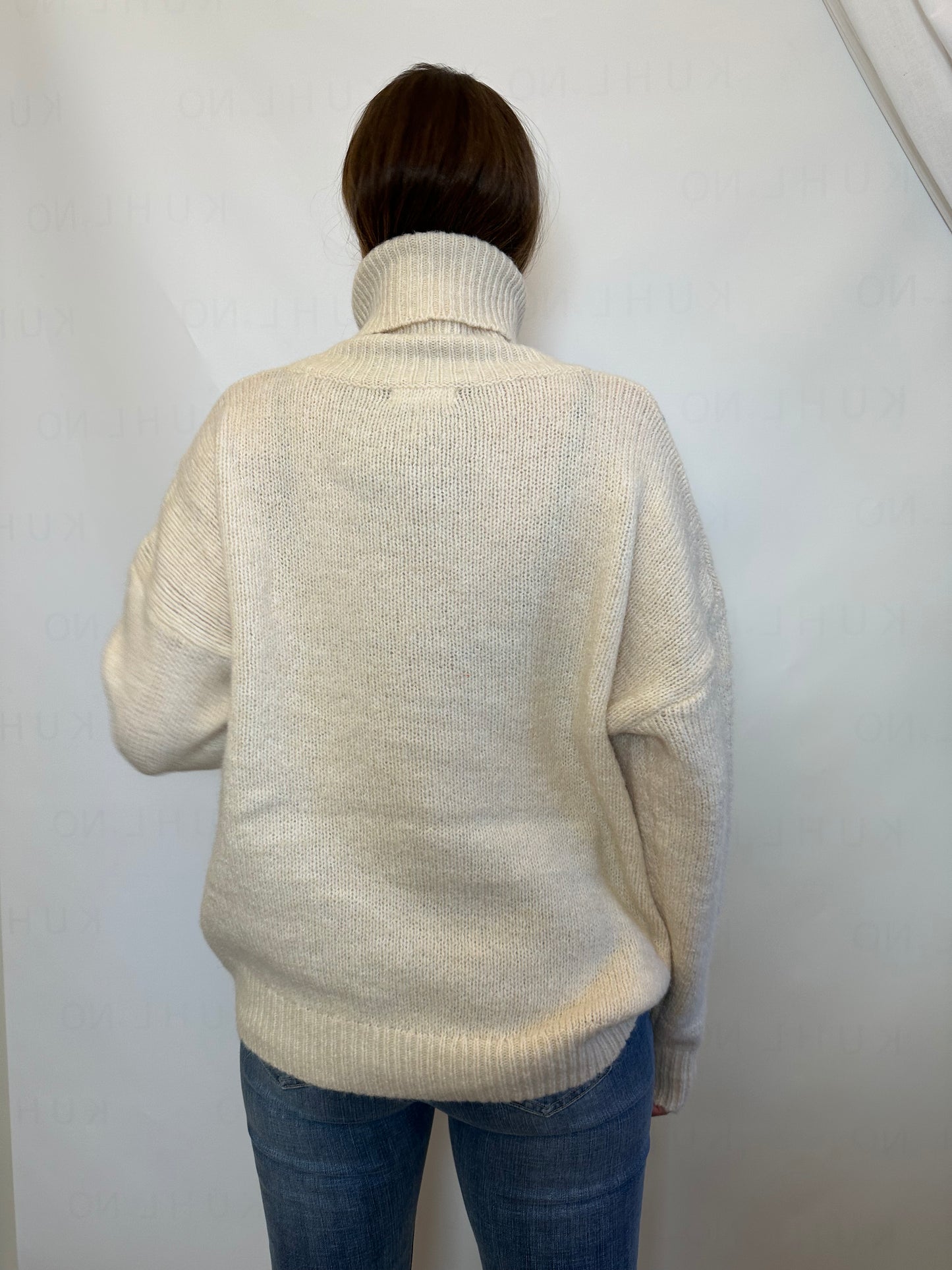 Oversized ull og mohair genser med høy hals