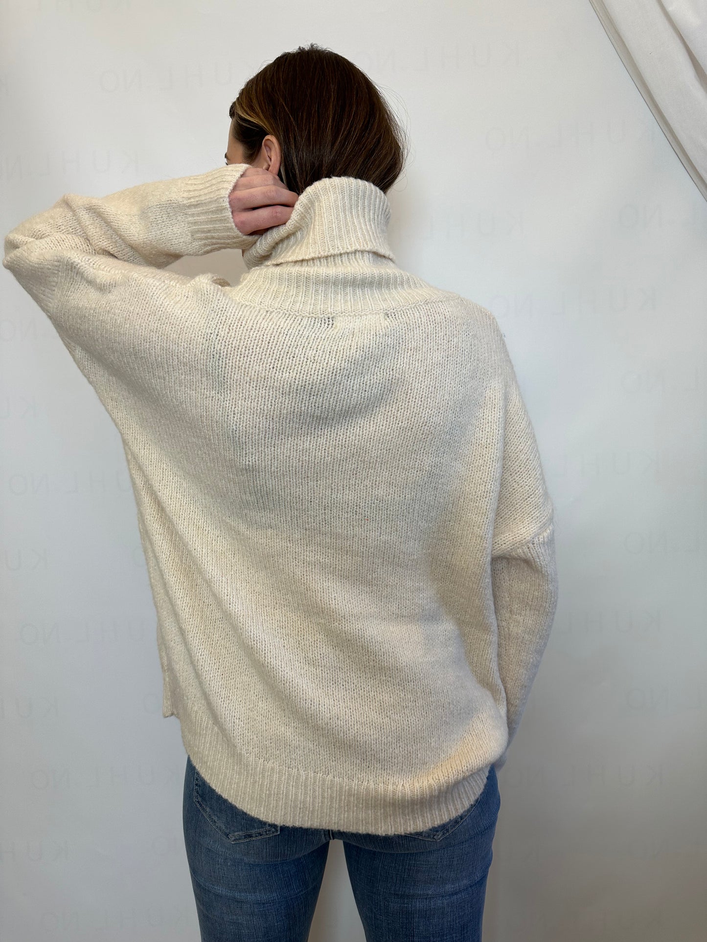 Oversized ull og mohair genser med høy hals